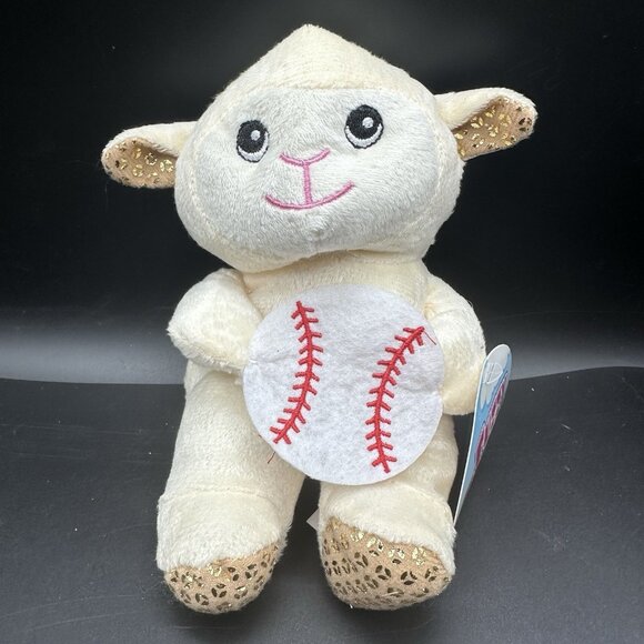 Fuzzy Friends Lamb Sheep Stuffed Plush Animal Toy 6” Soft Baseball NWT - Picture 1 of 7